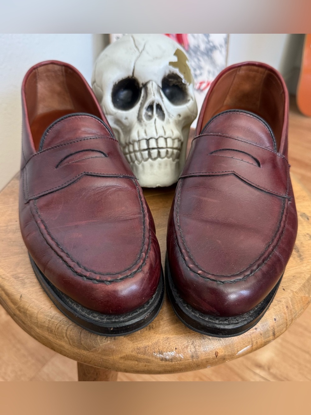 Allen Edmonds Patriot Leather Penny Loafers Burgundy ~ Size 8.5 D